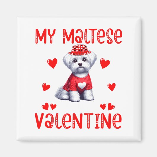 My Maltese Is My Valentine Hearts Costume Single O マグネット (正面)