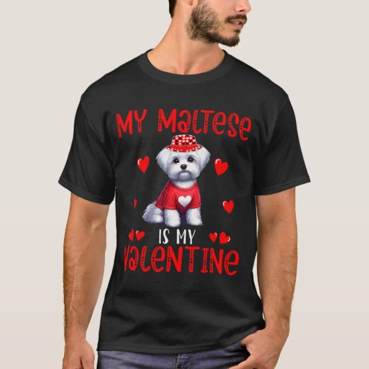 My Maltese Is My Valentine Hearts Costume Single O Tシャツ (正面)