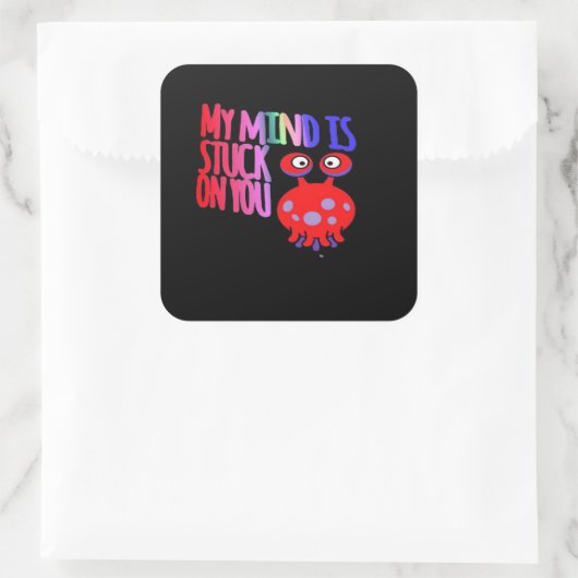 My Mind Is Stuck On You Heartfelt Minimal Design  スクエアシール (バッグ)