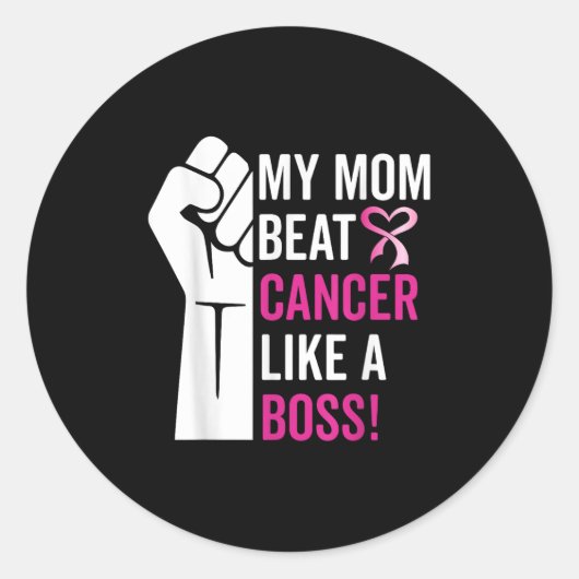 My Mom Beat Breast Cancer Like A Boss Warrior Surv ラウンドシール (正面)