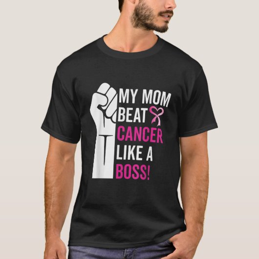 My Mom Beat Breast Cancer Like A Boss Warrior Surv Tシャツ (正面)