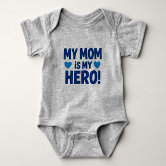 My Mom Is My Hero Baby Bodysuit - Cute MotCamiseta ベビーボディスーツ