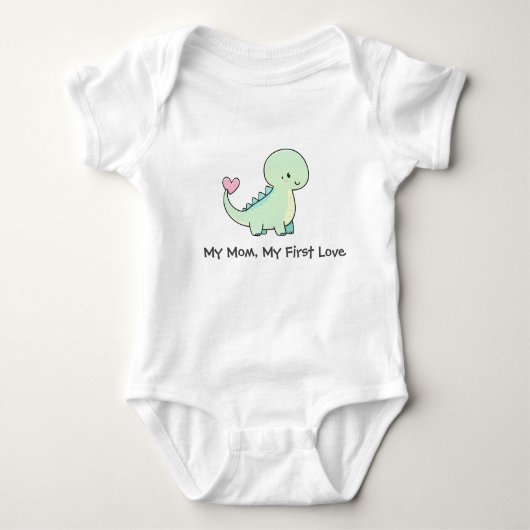 My Mom, My First Love Cute Dino bodysuit  ベビーボディスーツ (正面)