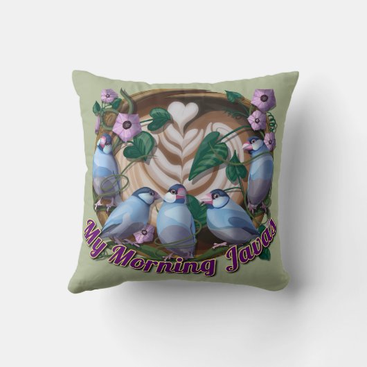 My morning JAVA with Java sparrows クッション (裏面)