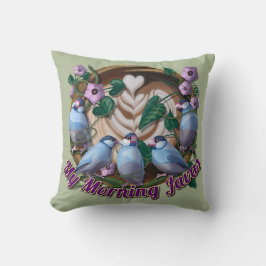 My morning JAVA with Java sparrows クッション