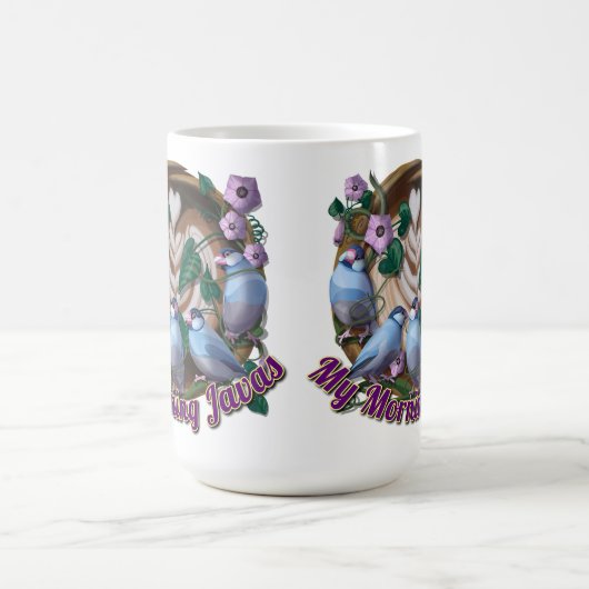 My morning JAVA with Java sparrows コーヒーマグカップ (中央)