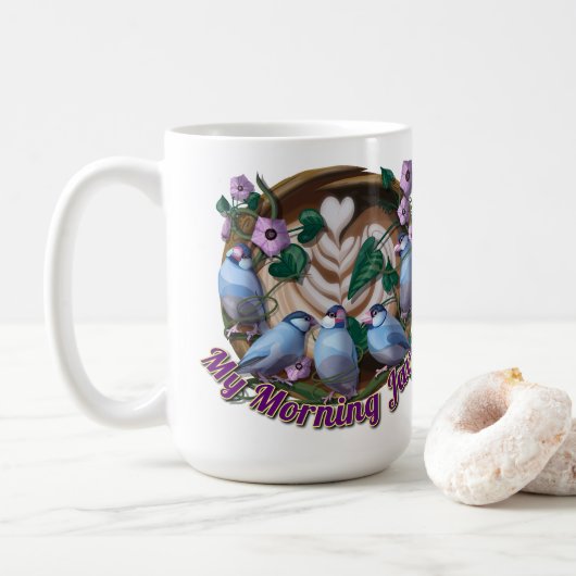 My morning JAVA with Java sparrows コーヒーマグカップ (ドーナツ)
