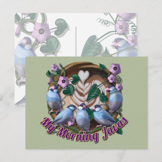 My morning JAVA with Java sparrows ポストカード (正面/裏面)