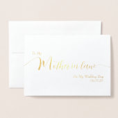 My Mother in Law on My Wedding Day Elegant Script 箔カード (封筒付き正面)