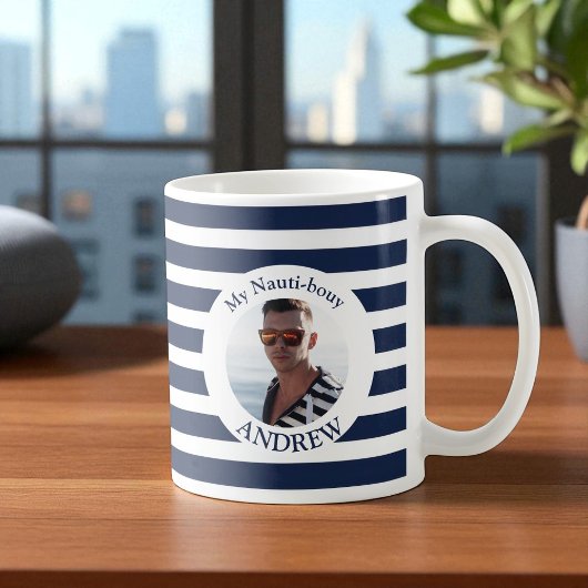 My Nautibouy Navy Blueフォトマストライプのグ コーヒーマグカップ
