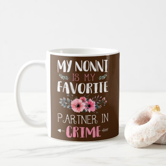 My Nonni Partner In Crime Funny Grandma Quotes コーヒーマグカップ (ドーナツ)