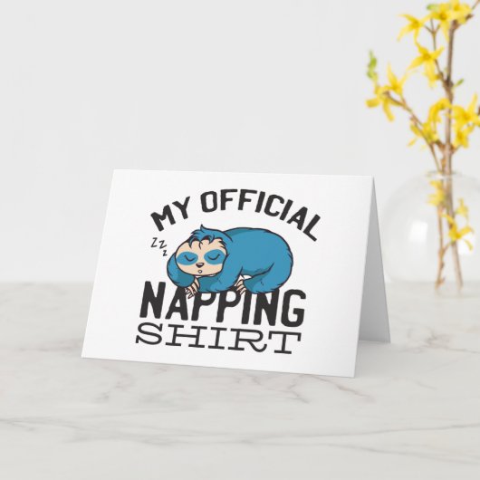 My official napping shirt - Lazy sleeping Sloth カード (黄色い花)