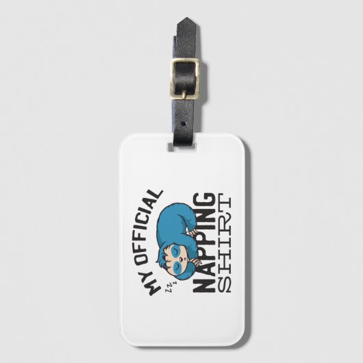 My official napping shirt - Lazy sleeping Sloth ラゲッジタグ (正面縦)