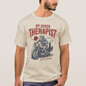 My Other Therapist Has Chrome Funny Biker Skeleton Tシャツ (正面)