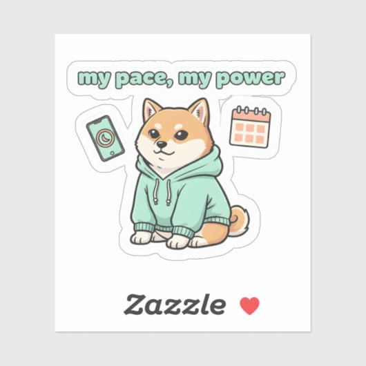 My Pace My Power Sticker – Motivational Shiba Dog  シール (シート)