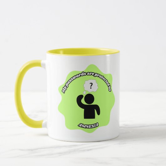 My Passwords Are Protected by Amnesia – Funny Tech マグカップ (左)