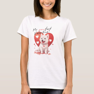 My Pawfect Valentine: Süßer weißer Jindo-Hund  Tシャツ