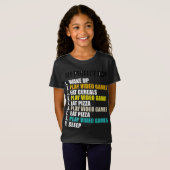 My Perfect Day 遊 Video Games 食べクール Pizza Gam Tシャツ (正面フル)