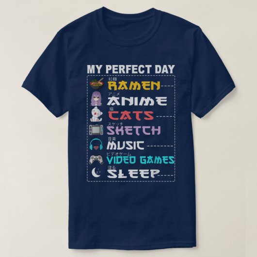 My Perfect Day Anime Ramen Sketch Cat Music Video Tシャツ (デザイン正面)