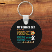 My Perfect Day Pizza Video Games Gamer Controller キーホルダー (正面)