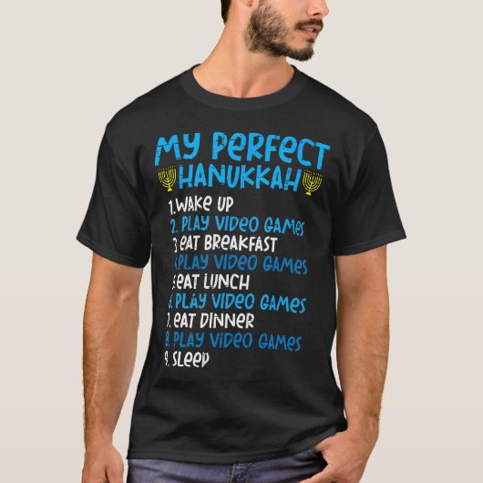 My Perfect Hanukkah Video Game Chanukah Jew Men Bo Tシャツ (正面)