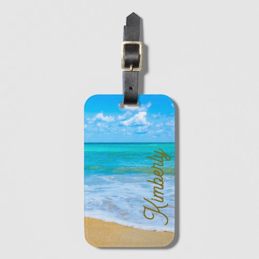 My Personalized Tropical Beach ラゲッジタグ (正面縦)