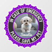 My Pet 救 Safety Alert名フォトのカスタム色 ウィンドウサイン (シート)