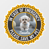 My Pet 救 Safety Alert名フォトのカスタム色 ウィンドウサイン (シート)