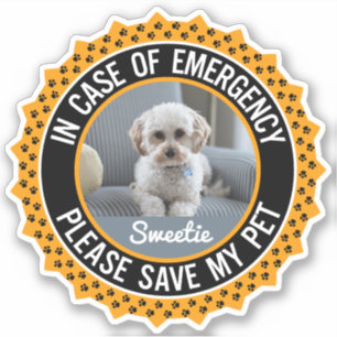 My Pet 救 Safety Alert名フォトのカスタム色 シール
