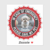 My Pet 救 Safety Alert名フォトのカスタム色 シール (シート)
