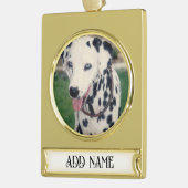 My Pet Friend自分の写真をアップロードカスタム ゴールドプレートバナーオーナメント (左)