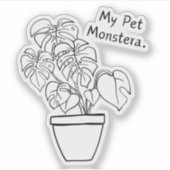 My Pet Monstera 3 x 3 inch Vinyl Sticker シール (正面)