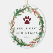 My Pet's First Christmas Wreath Ceramic Ornament セラミックオーナメント (左)