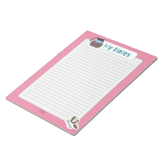 My Pink Coffee Notesメモ ノートパッド (アングル)