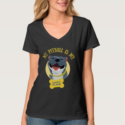 My Pitbull Is My Happy Place Pitbull Dad Pitbull M Tシャツ (正面)
