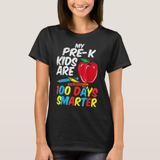 My Pre K Kids 100 Days Smarter Apple 100th Day Tea Tシャツ (正面)