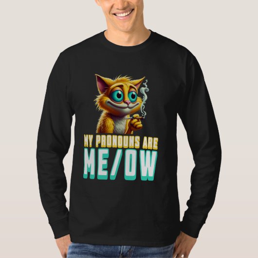 My Pronouns Are Meow Funny Kawaii Neko Cat Pronoun Tシャツ (正面)