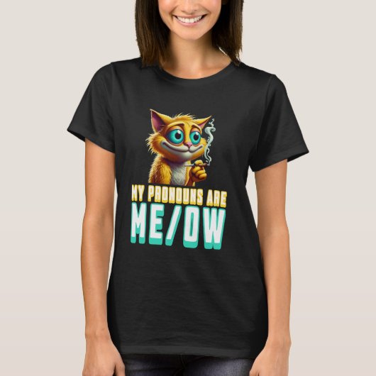 My Pronouns Are Meow Funny Kawaii Neko Cat Pronoun Tシャツ (正面)