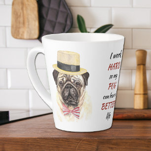 My Pug Dogの作業懸命 カフェラテマグ