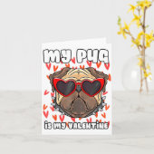 My Pug In My Valentine Cute Valentineu2019s Day Pe カード (黄色い花)