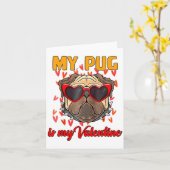 My Pug In My Valentine Cute Valentineu2019s Day Pe カード (黄色い花)