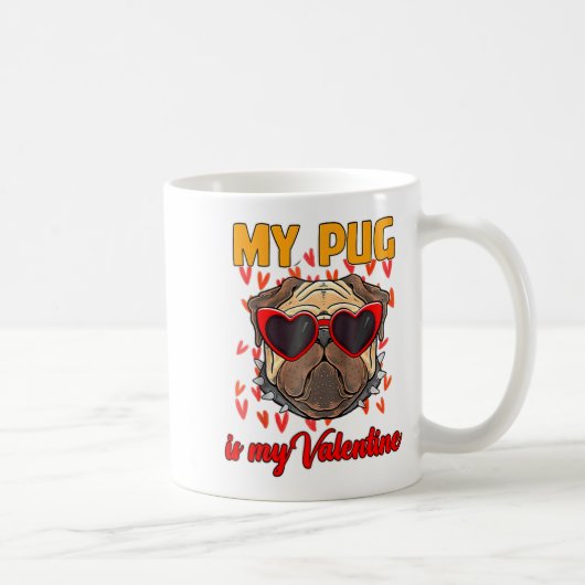My Pug In My Valentine Cute Valentineu2019s Day Pe コーヒーマグカップ (右)