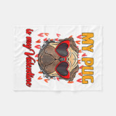 My Pug In My Valentine Cute Valentineu2019s Day Pe フリースブランケット (正面(横))