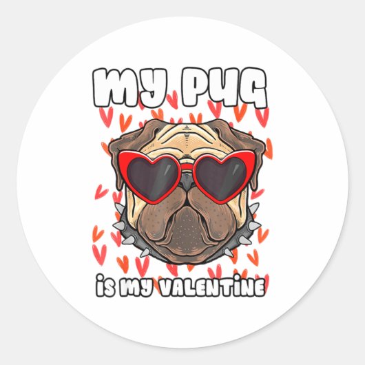 My Pug In My Valentine Cute Valentineu2019s Day Pe ラウンドシール (正面)