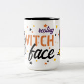 My Resting Witch Face Is Cute | Stars, Cat, Witchy ツートーンマグカップ (中央)