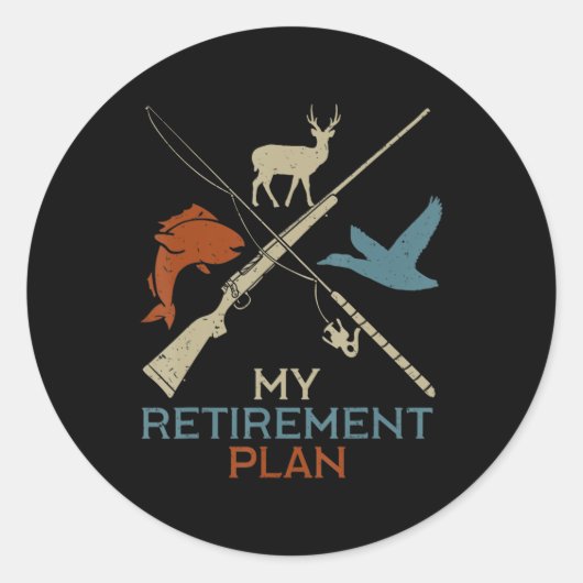 My Retirement Plan Hunting Fishing Hunter Grandfat ラウンドシール (正面)