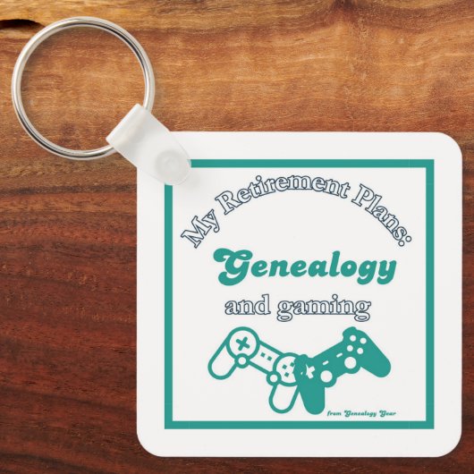 My Retirement Plans: Genealogy and Gaming キーホルダー (正面)