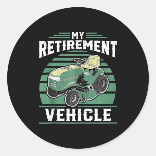 My Retirement Vehicle Funny Riding Lawn Mower Retr ラウンドシール (正面)