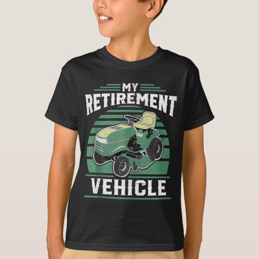 My Retirement Vehicle Funny Riding Lawn Mower Retr Tシャツ (正面)