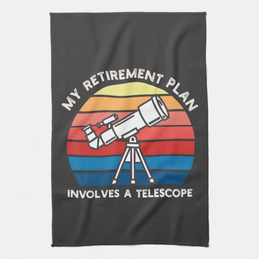 My Retiret Plan Involves A Telescope キッチンタオル (縦)
